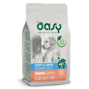 OASY One Animal Protein Puppy & Junior Medium/Large Salmon - sausas maistas šunims - 12kg