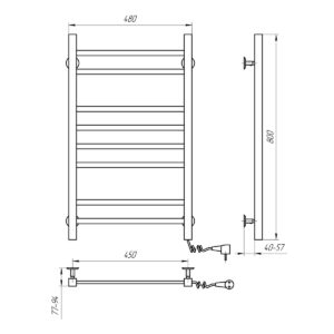 El.rankšluosčių džiovintuvas Navin Avangard 480*800 dešinė juodas 12-228050-4880 - Image 3