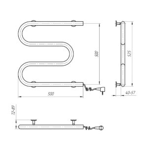 El.rankšluosčių džiovintuvas Navin Gyvatukas-25 500*500 kairė 10-000100-5050 - Image 2