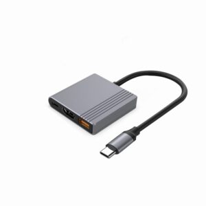 Gembird A-CM-COMBO3-05 USB C tipo 3 viename daugiaprievadis adapteris (USB prievadas + HDMI + USB-C vaizdo įrašymo įrenginys), kosminės pilkos spalvos - Image 2