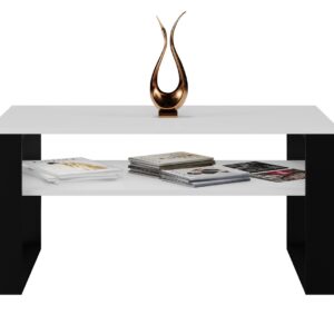 Topeshop MODERN 1P BALTA JUODA kavos staliukas, staliukas prie lovos, kitas mažas staliukas Stačiakampio 2 kojos - Image 2