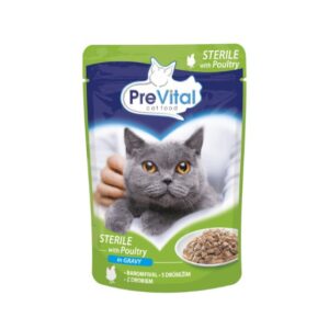 PREVITAL Cat Food Sterile Paukštiena padaže - šlapias maistas katėms - maišelis 100 g