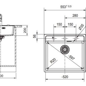 Granitinė plautuvė Franke Maris MRG 210-52, 135.0683.034, Onyx - juoda - Image 2