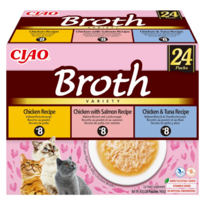 INABA Ciao Broth with chicken, salmon and tuna - skanėstas katėms - 24x40g
