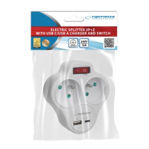 Esperanza ELK311W Elektros skirstytuvas 2 GN. USB-C USB-A ON. Balta - Image 3