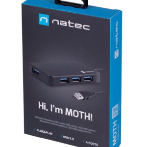 NATEC koncentratorius USB 3.0 Moth (4 prievadai, juodas) - Image 3