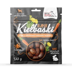 SYTA MICHA Great sausages with rabbit, carrot and dandelion - skanėstas šuniui - 100g