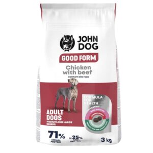 JOHN DOG Good Form Medium and large breeds Chicken with beef - sausas maistas šunims - 3kg