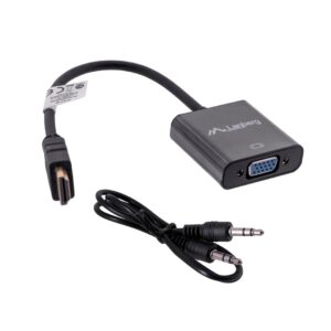 Lanberg AD-0017-BK vaizdo kabelio adapteris 0,2 m VGA (D-Sub) HDMI A tipo (standartinis) Juoda