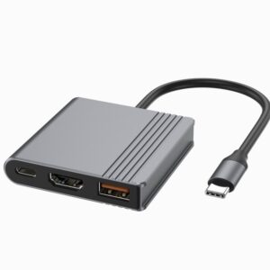 Gembird A-CM-COMBO3-05 USB C tipo 3 viename daugiaprievadis adapteris (USB prievadas + HDMI + USB-C vaizdo įrašymo įrenginys), kosminės pilkos spalvos