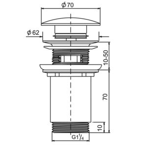 Keramikinis dugno vožtuvas Click Clack su persipylimu Sapho AR902 - Image 2