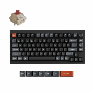 Keychron V1 Ultra Wireless (V1U-D1) - US Layout - Hot-Swappable Silk POM Red - Black (Juoda) Mechaninė Belaidė Žaidimų Klaviatūra