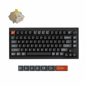 Keychron V1 Ultra Wireless (V1U-D4) - US Layout - Hot-Swappable Silk POM Banana - Black (Juoda) Mechaninė Belaidė Žaidimų Klaviatūra