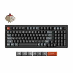 Keychron V5 Ultra Wireless (V5U-D1) - US Layout - Hot-Swappable Silk POM Red - Black (Juoda) Mechaninė Belaidė Žaidimų Klaviatūra