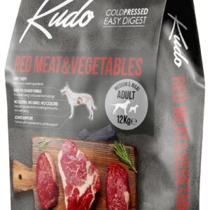 Kudo Red Meat&Vegetables Medium Maxi Adult sausas maistas suaugusiems šunims, 3 kg