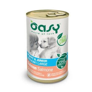 OASY One Protein Puppy & Junior Medium/Large Salmon - drėgnas ėdalas šunims - 400g