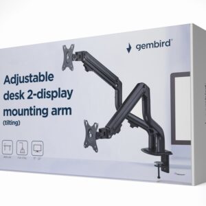 Gembird MA-DA2-02 Reguliuojamas stalas, 2 ekranų tvirtinimo rankena (pakreipta), 17"-32", iki 8 kg - Image 3