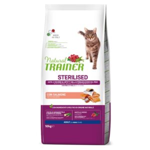 NATURAL TRAINER Cat Adult Sterilised Salmon Su Lašiša, 10 kg