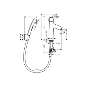 Maišytuvas su bide dušeliu Hansgrohe Talis S 72290000 - Image 2