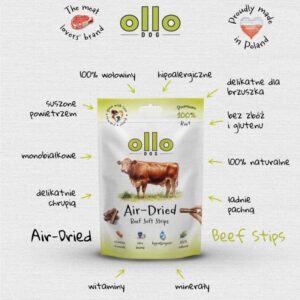 OLLO Air-Dried Beef strips - skanėstas šuniui - 80g - Image 2