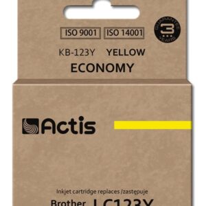 Actis " KB-123Y" rašalas (pakaitinis "Brother LC123Y/LC121Y"; standartinis; 10 ml; geltonas)