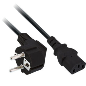 InLine power cable, angled Schuko plug to C13-connector - black