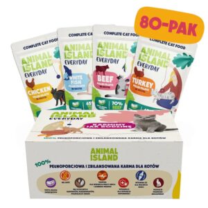 ANIMAL ISLAND Turkey / White fish / Beef / Chicken Fillets in broth - šlapias kačių maistas - 80x85g