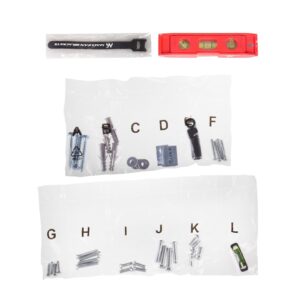 "Maclean MC-422" televizoriaus sieninis laikiklis "Heavy Duty" 43"-100" max VESA 800x400 120kg pakreipimo +/-15° laikiklis laikiklis su gulsčiuku Priedai - Image 3