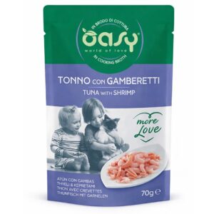 OASY More Love Tuna with shrimp - šlapias kačių maistas - 70g