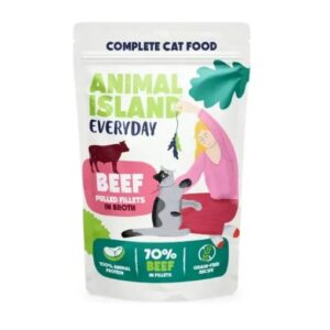 ANIMAL ISLAND Beef in broth - šlapias kačių maistas - 40x85g - Image 2