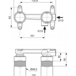 Potinkinė dalis sieniniam praustuvo maišytuvui Ideal Standard A1313NU - Image 2