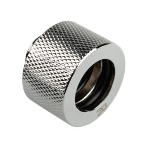 Alphacool HT connection straight G1/4 inch female thread to 16mm outer diameter hard tube - knurled, shiny silver