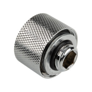 Alphacool HT connection straight G1/4 inch female thread to 16mm outer diameter hard tube - knurled, shiny silver - Image 2