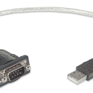 Manhattan 205146 serijinis kabelis Juoda, Permatomas 0,45 m USB A tipo D-Sub (DB-9) - Image 2