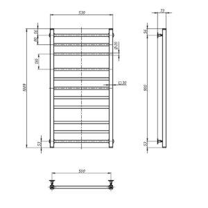 Rankšluosčių džiovintuvas Navin Classic Quadro 500x1000 Sensor juodas kairė 12-216153-5010 - Image 2