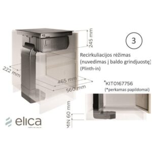 Recirkuliacijos komplektas Elica KIT0167756 (skirtas Nikolatesla FIT serijos gartraukiams su integru - Image 2