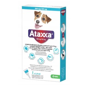 ATAXXA 500mg/100mg (4-10kg) - lašai nuo blusų ir erkių šunims – 1x1ml