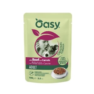 OASY Strips in Gravy Adult with Beef and carrots - drėgnas ėdalas šunims - 100g