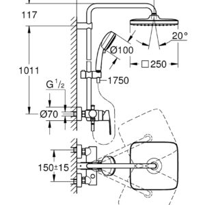 SHOWER SYSTEM Grohe TEMPESTA COSMOPOLITAN SYSTEM 250 CUBE 26692000 - Image 2