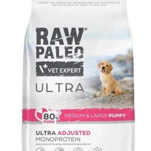 RAW PALEO Ultra Pork Medium & Large Puppy - sausas maistas šunims - 2kg