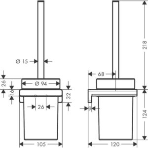 Tualeto šepetys su laikikliu Hansgrohe AddStoris 41752670, juodas matinis - Image 2