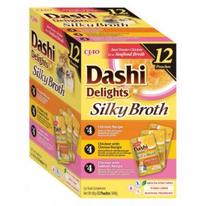 INABA Dashi Delights Silky Broth Chicken and salmon mix - šlapias kačių maistas - 12x40g