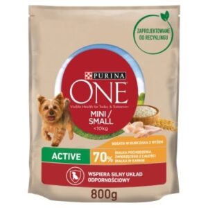 PURINA One Mini Active vištiena, ryžiai - sausas maistas šunims - 800 g