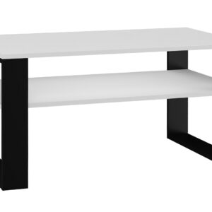 Topeshop MODERN 1P BALTA JUODA kavos staliukas, staliukas prie lovos, kitas mažas staliukas Stačiakampio 2 kojos