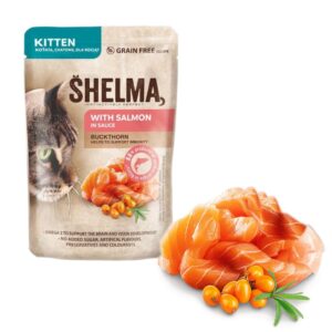 SHELMA Kitten with salmon in sauce - šlapias kačių maistas - 85g - Image 3