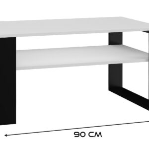 Topeshop MODERN 1P BALTA JUODA kavos staliukas, staliukas prie lovos, kitas mažas staliukas Stačiakampio 2 kojos - Image 3
