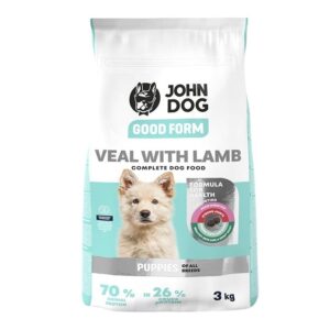 JOHN DOG Junior Good Form Veal with lamb - sausas maistas šunims - 3kg