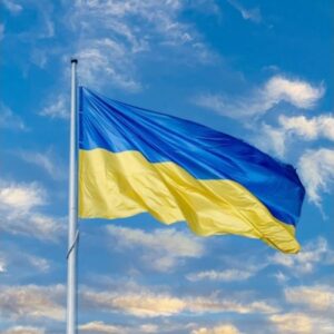 Ukrainos vėliava 100x170cm su kisene ir raisteliais - Image 3