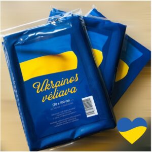 Ukrainos vėliava 100x170cm su kisene ir raisteliais