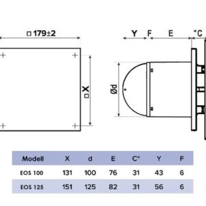 Ventiliatorius Vlano EOS 100 T WH (Baltu stiklu su laikmačiu) 100 mm - Image 3
